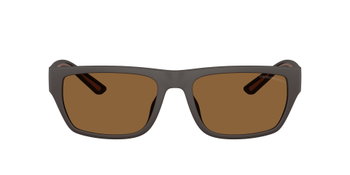 Das Bild zeigt die Emporio Armani Sonnenbrille EA4267U in mattbraun gummiert von vorne.